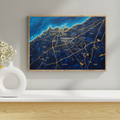Casablanca Abstract Map Art - Deep Blue & Gold Edition